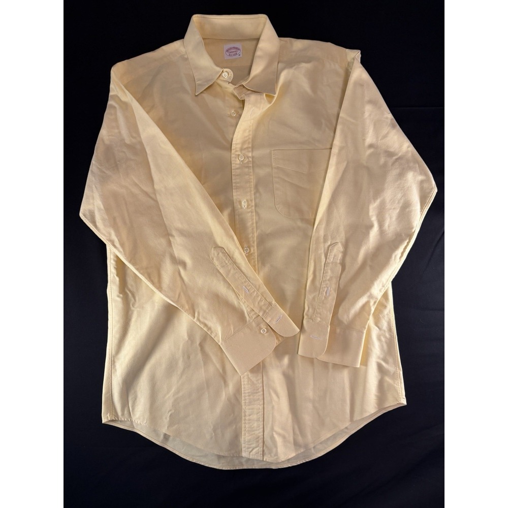 Brooks Brothers Yellow Men's Long Sleeve Dress Shirt, Medium